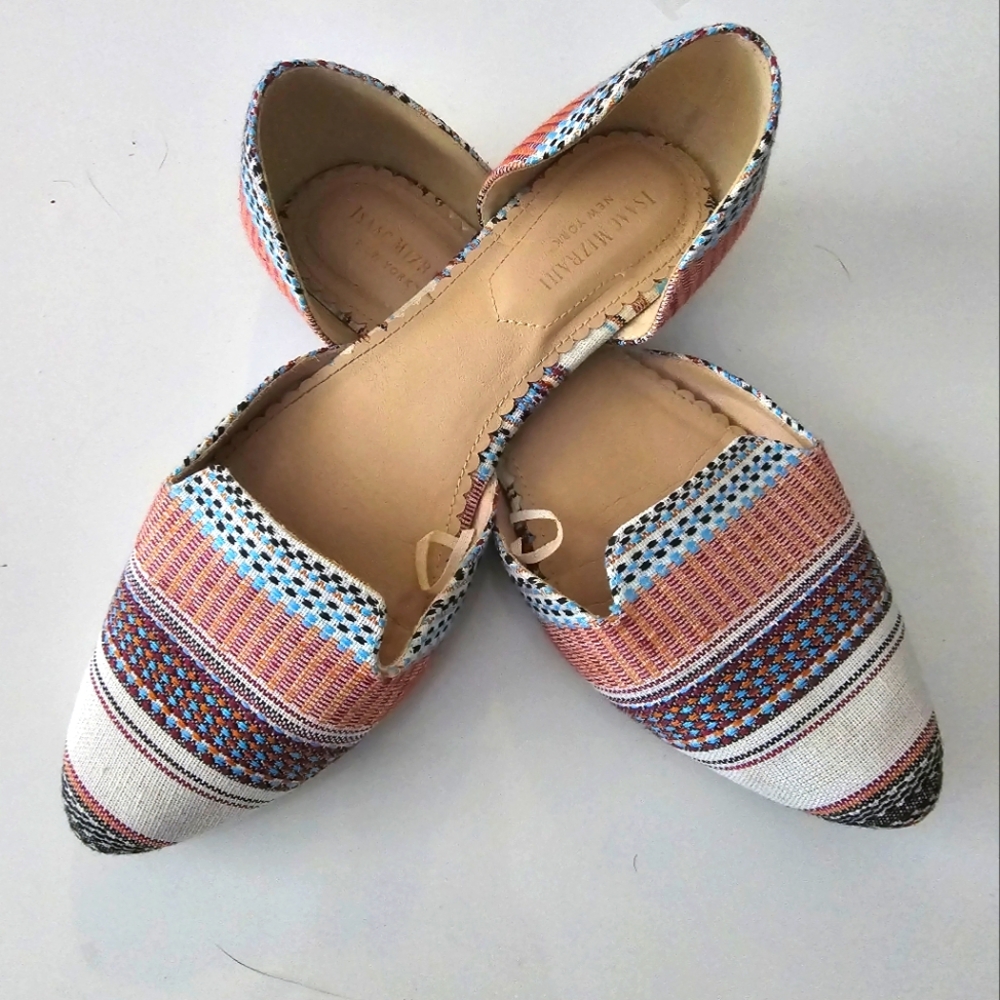 Isaac Mizrahi Tapestry D'Orsay Flats Woven Pointed Toe Multicolor Women's, 9.5